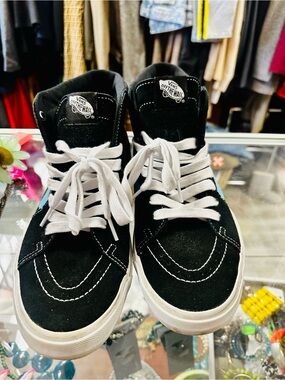 Vans Kids Black High-Top Sneakers with White Laces